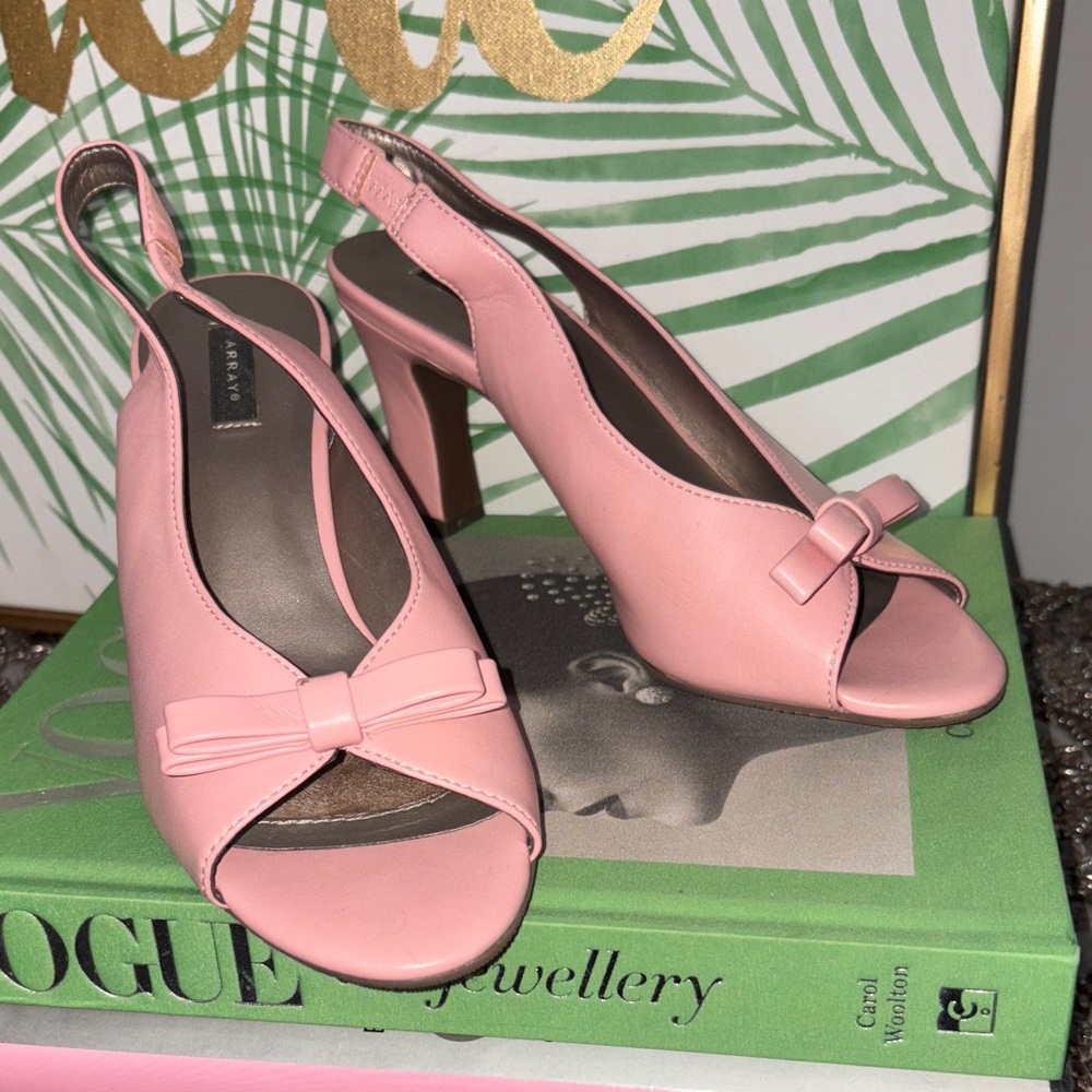 Nine West Pink Bow Slingback Heels - Picture 2 of 5